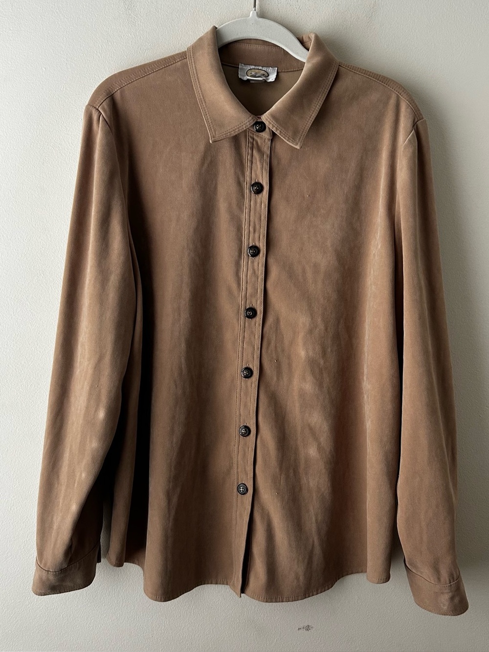 Vintage Granola Girl Heritage Western Talbots Faux Suede Button Up Shirt L